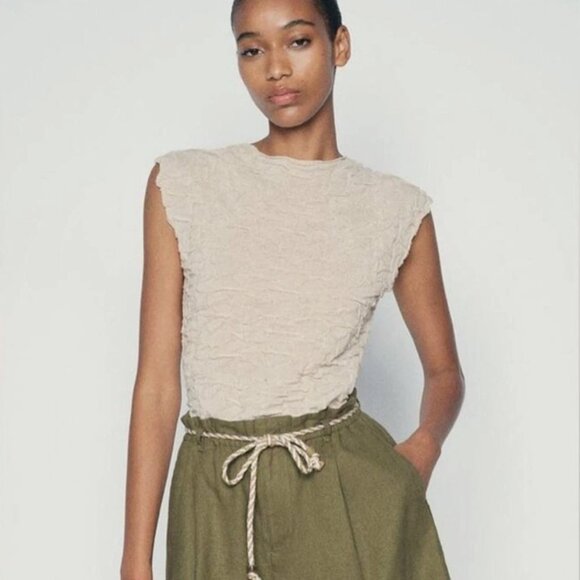 ZARA Wrinkled Effect Knit Top - Size L - New without tags - Picture 1 of 12